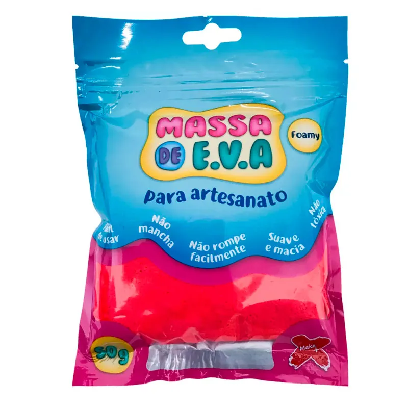 Massa de EVA Foamy para artesanato 50g Vermelho 13014 - Gatte