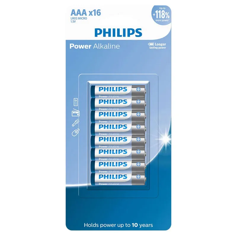 Pilha alcalina palito AAA com 16 unidades LR03P16B/59 - Philips