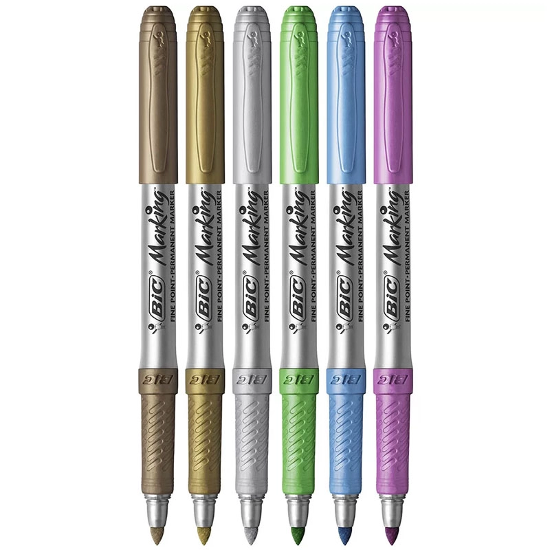 Pincel marcador permanente Marking Metálico com 6 cores 971035 - Bic