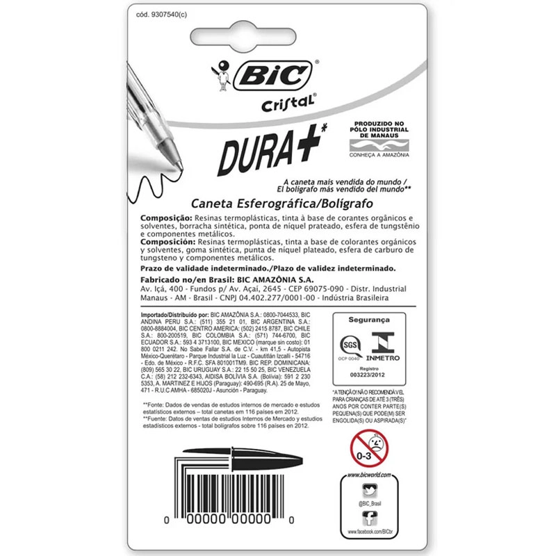 Caneta esferográfica Cristal 1.0 Cores Clássicas com 10 unidades - Bic