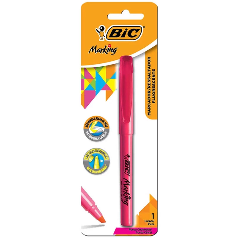 Pincel marca texto Marking Rosa com 1 unidade - Bic