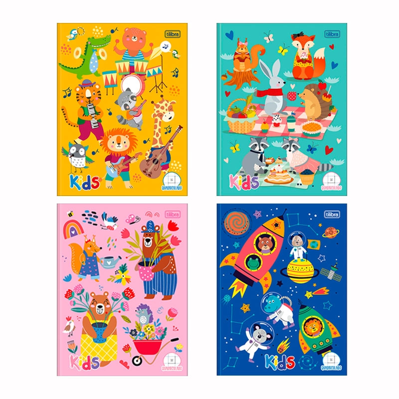 Caderno brochura capa dura quadriculado 40 folhas Sapeca - Tilibra