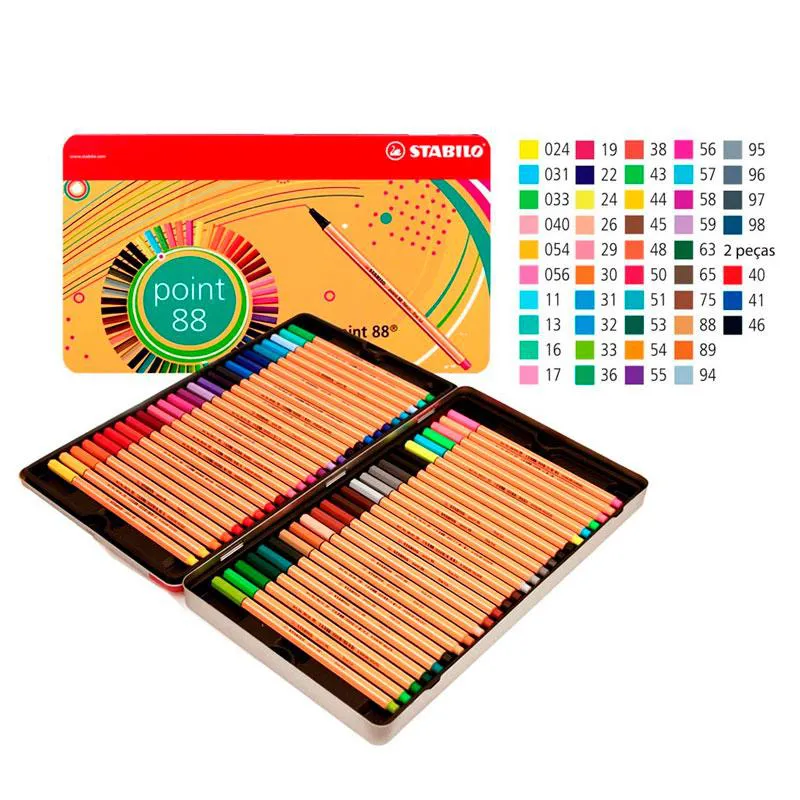 Caneta hidrográfica Fine Point 88/50-6 - estojo com 50 unidades - Stabilo