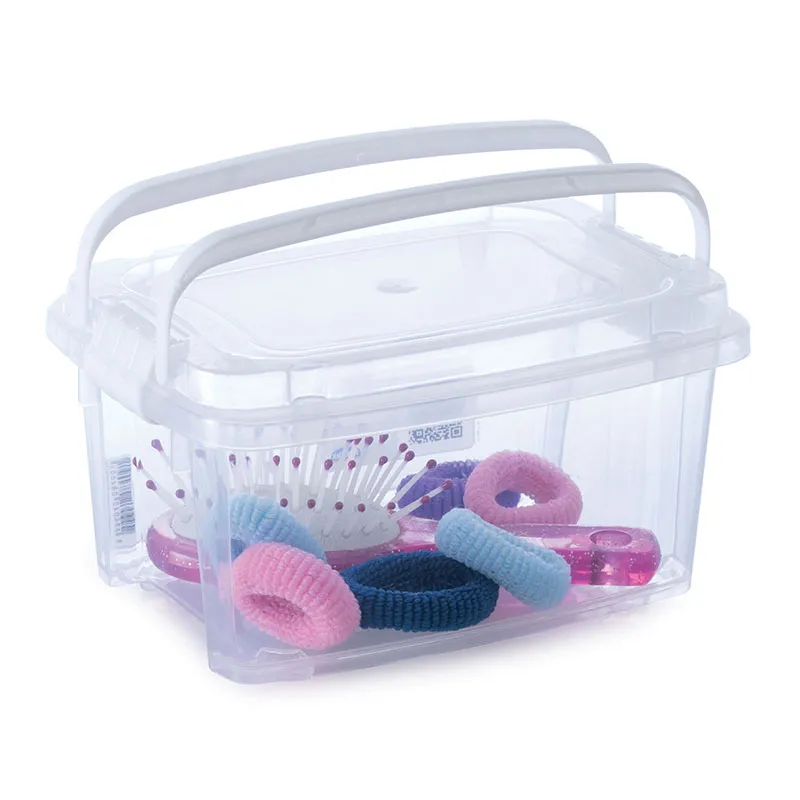 Caixa organizadora grande box baixa com alça e trava - Cristal - 850ml 8410 - Plasútil