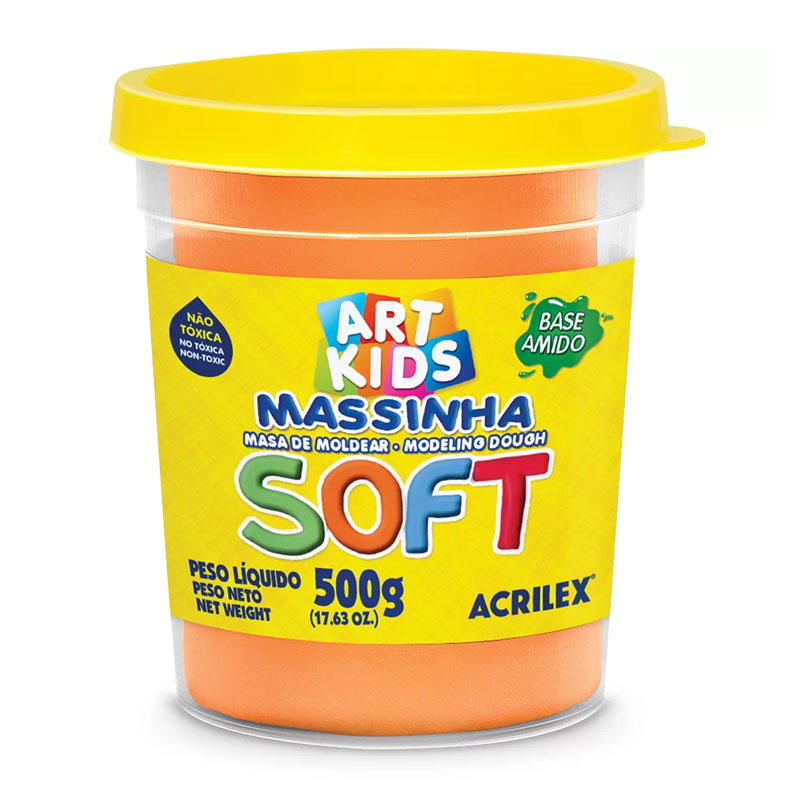Massa de modelar Soft 500g Laranja 105 Acrilex - Escolar - Lepok