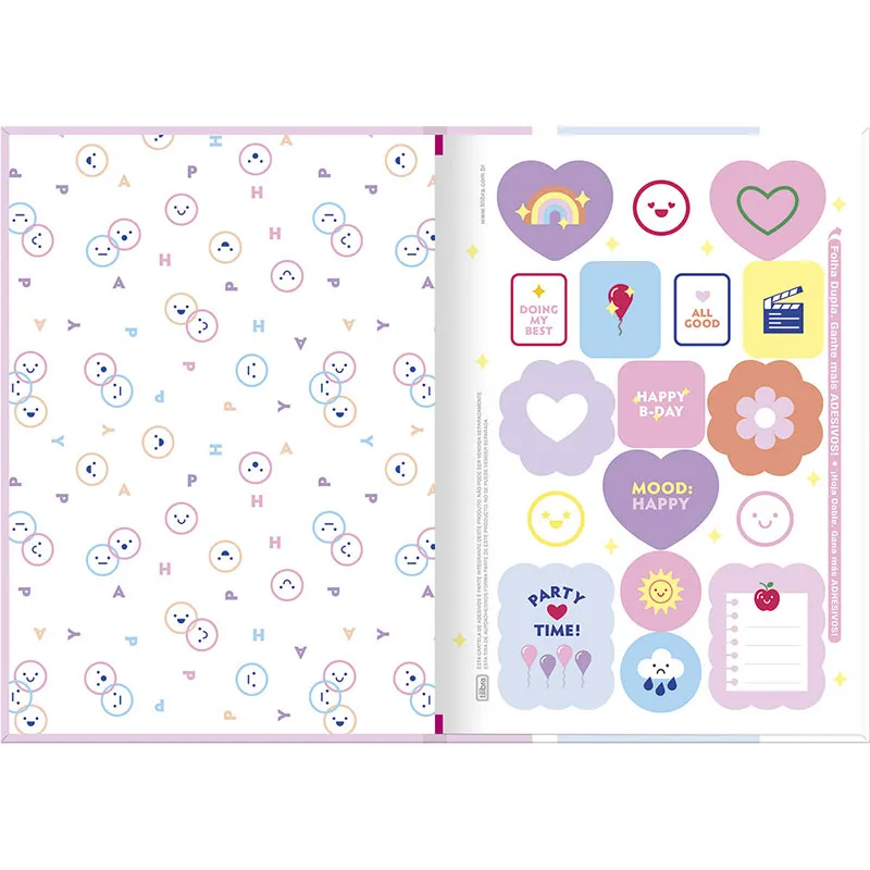 Caderno brochurão capa dura universitário 1x1 80 folhas Happy - Tilibra