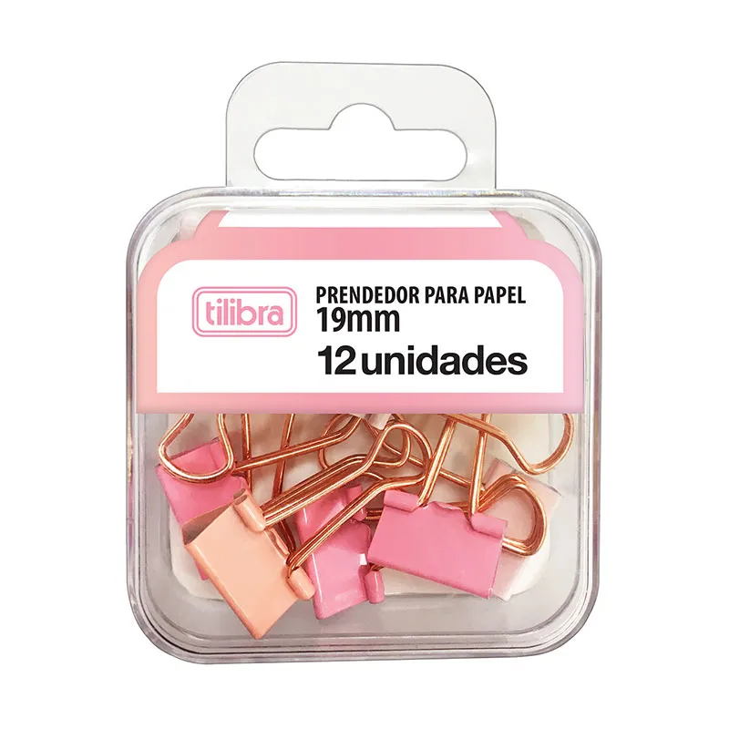 Prendedor de papel 19mm rosa pastel com 12 unidades 315788 - Tilibra