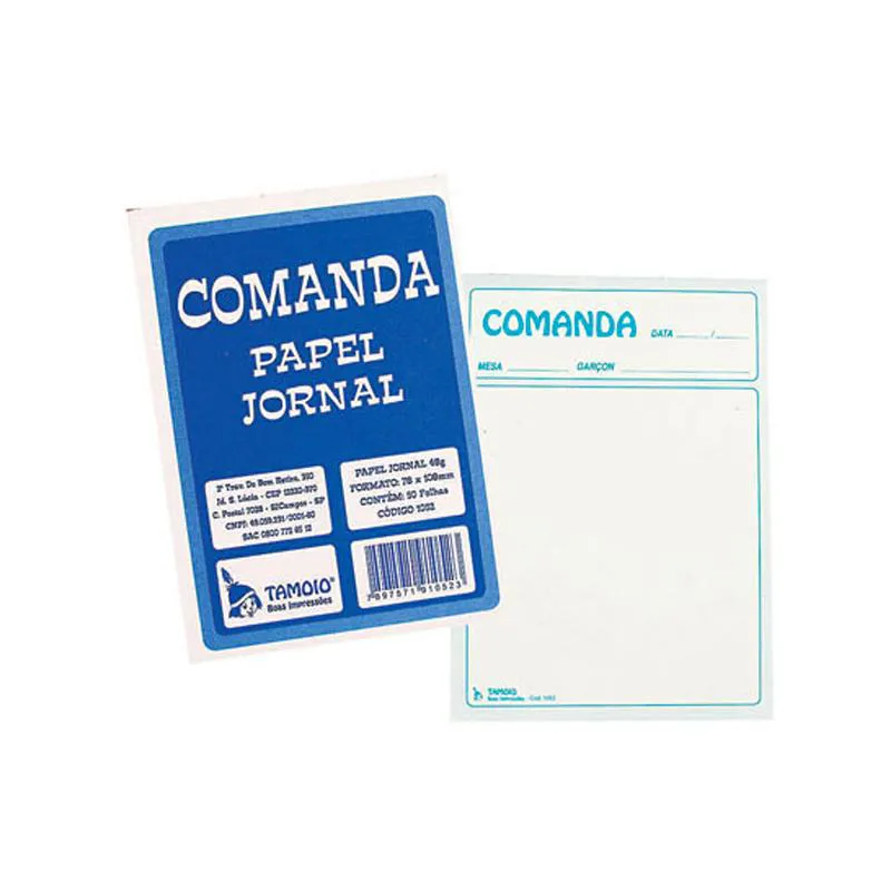 Comanda de mesa 1052 - com 50 folhas - Tamoio