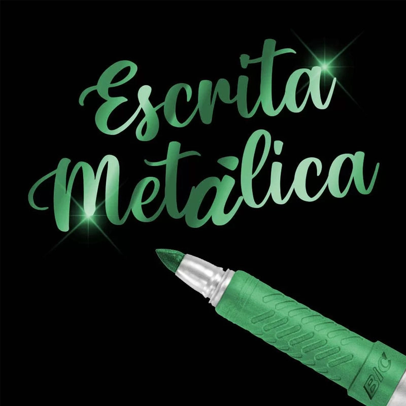 Pincel marcador permanente Marking Verde Metálico 971156 - Bic