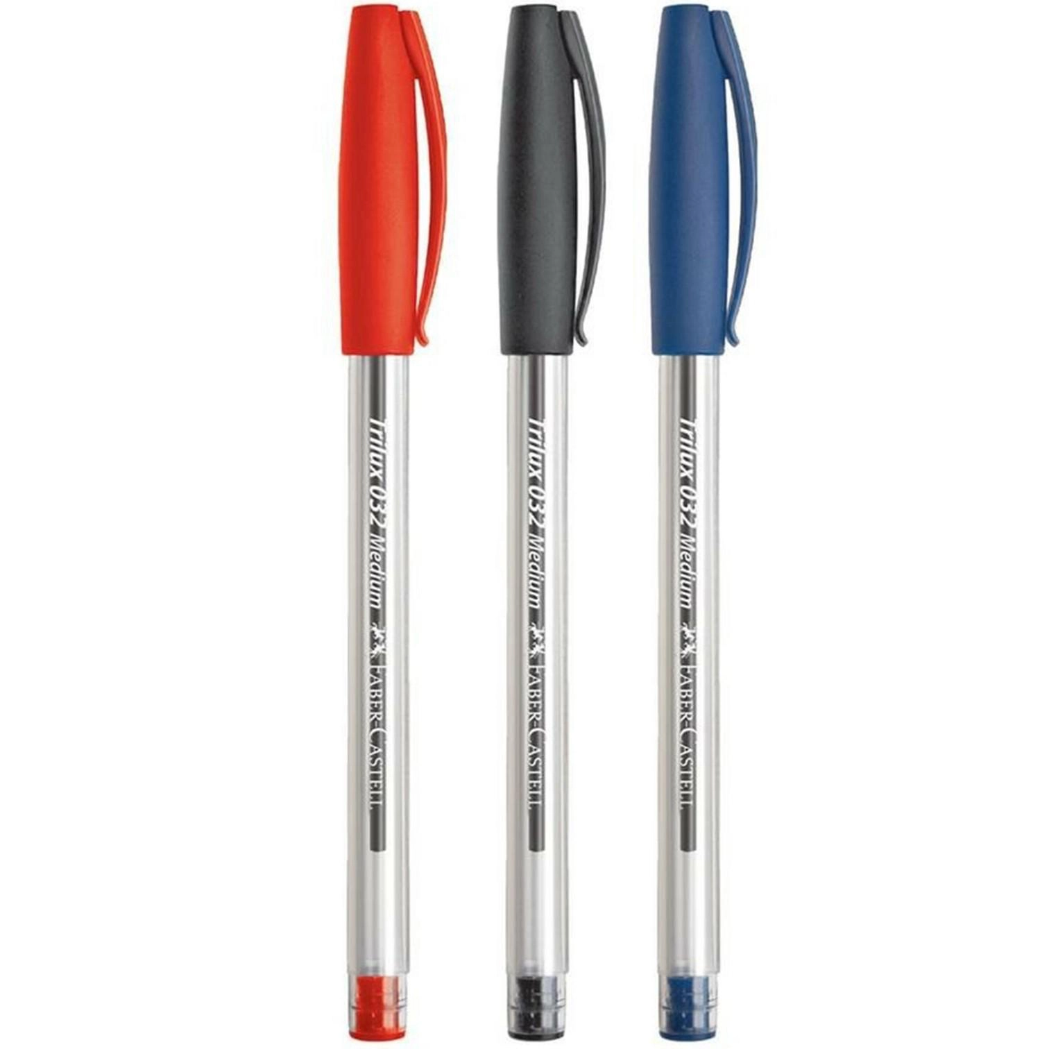 Caneta esferográfica 1.0 Trilux Azul/Preto/Vermelho SM/032 com 3 unidades - Faber-Castell