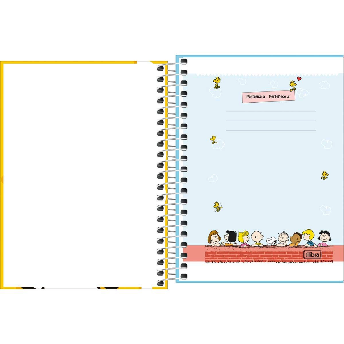 Caderneta espiral capa dura 1/8 80 folhas Snoopy - Tilibra