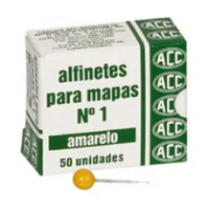 Alfinete para mapa NR 01 amarelo - com 50 unidades - ACC
