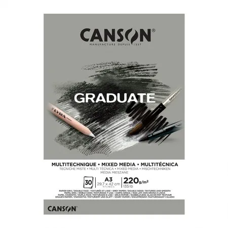 Bloco graduate multi técnica cinza A3 220g - com 30 folhas - Canson