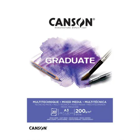 Bloco graduate multi técnica branco A3 200g - com 20 folhas - Canson