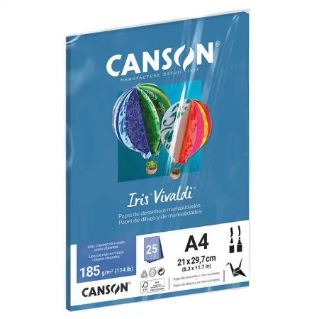 Papel Color Vivaldi A4 185g Azul Mar com 25 folhas - Canson
