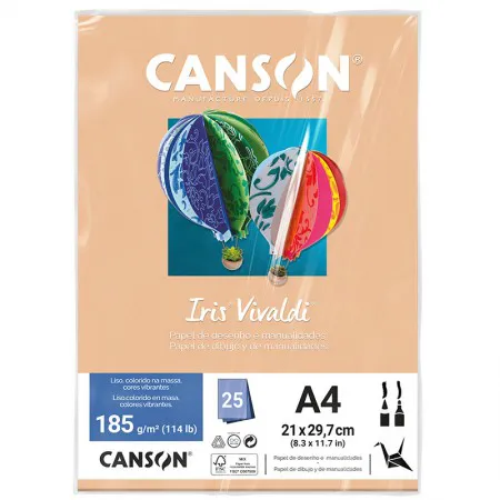 Papel Color Vivaldi A4 185g Casca de Ovo com 25 folhas - Canson