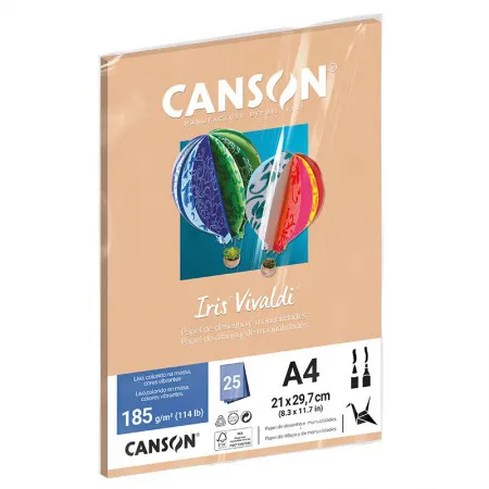 Papel Color Vivaldi A4 185g Casca de Ovo com 25 folhas - Canson