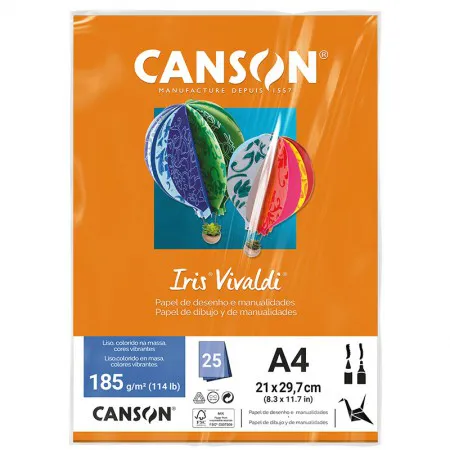 Papel Color Vivaldi A4 185g Cenoura com 25 folhas - Canson