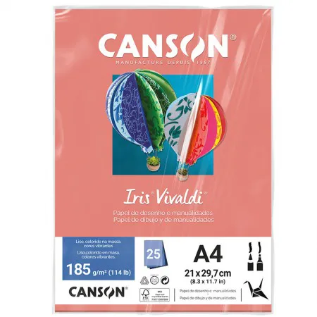 Papel Color Vivaldi A4 185G Coral com 25 folhas - Canson