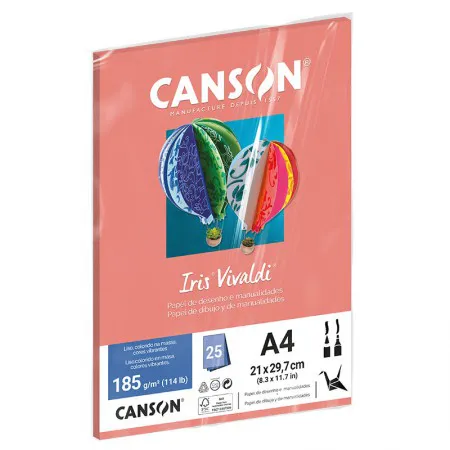 Papel Color Vivaldi A4 185G Coral com 25 folhas - Canson