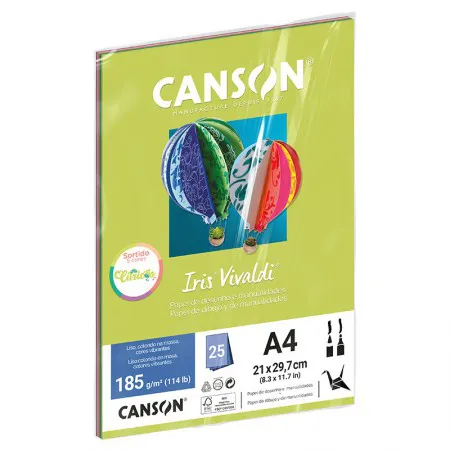 Papel Color Vivaldi A4 185g Cores Citricas com 25 folhas - Canson