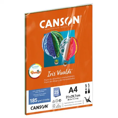 Papel Color Vivaldi A4 185g Cores Quentes com 25 cores - Canson