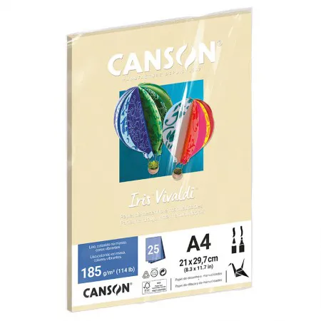 Papel Color Vivaldi A4 185g Creme com 25 folhas - Canson