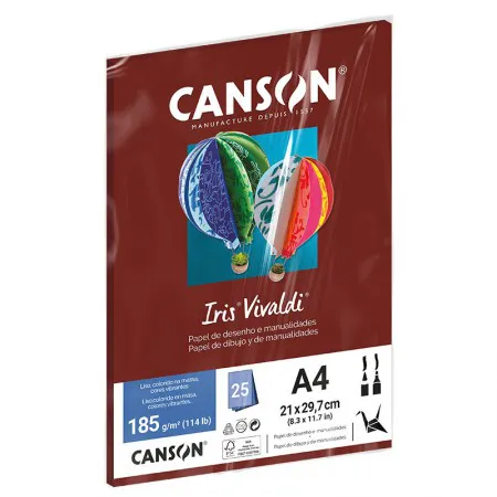 Papel Color Vivaldi A4 185g Grená com 25 folhas - Canson
