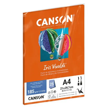 Papel Color Vivaldi A4 185g Laranja com 25 folhas Canson