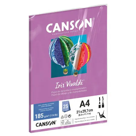 Papel Color Vivaldi A4 185g Malva com 25 folhas - Canson