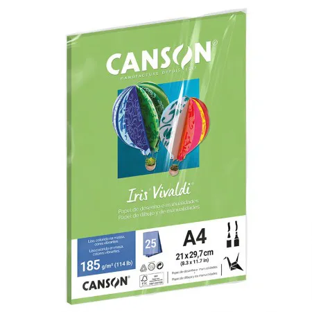 Papel Color Vivaldi A4 185g Maça Verde com 25 folhas - Canson