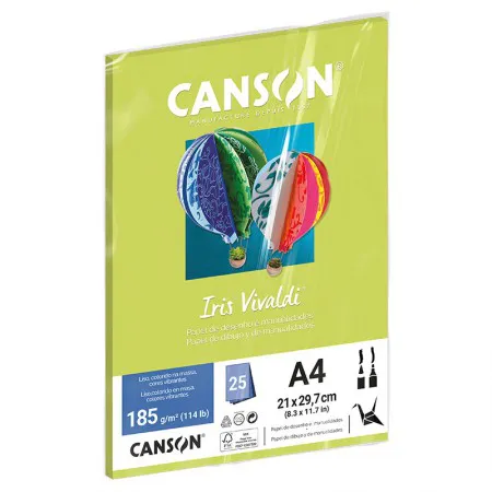 Papel Color Vivaldi A4 185g Verde Kiwi com 25 folhas - Canson