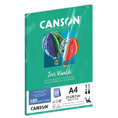 Papel Color Vivaldi A4 185g Verde Menta com 25 folhas - Canson