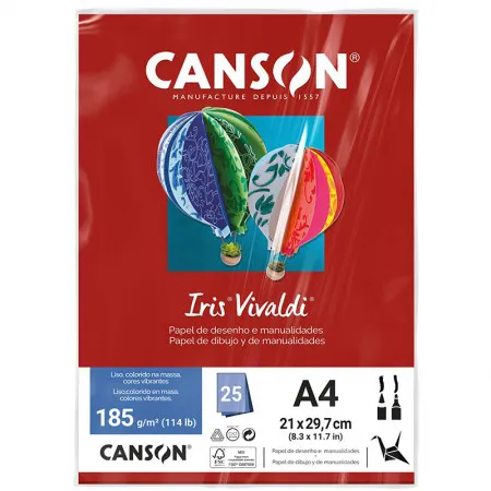 Papel Color Vivaldi A4 185g Vermelho Escuro com 25 folhas - Canson
