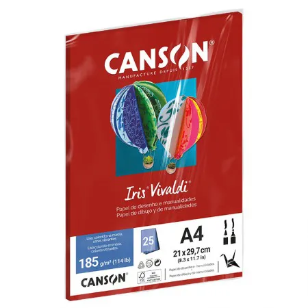 Papel Color Vivaldi A4 185g Vermelho Escuro com 25 folhas - Canson