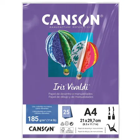 Papel Color Vivaldi A4 185g Violeta com 25 folhas - Canson