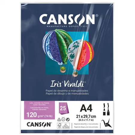 Papel Color Vivaldi A4 120g Azul Marinho com 25 folhas - Canson