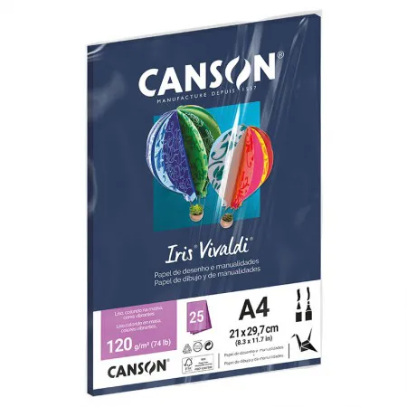 Papel Color Vivaldi A4 120g Azul Marinho com 25 folhas - Canson