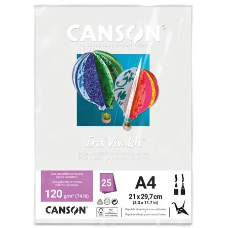 Papel Color Vivaldi A4 120g Branco com 25 folhas - Canson