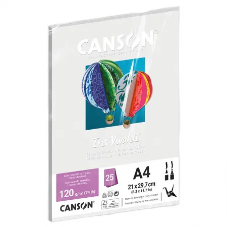 Papel Color Vivaldi A4 120g Branco com 25 folhas - Canson