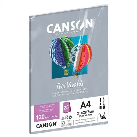 Papel Color Vivaldi A4 120g Cinza com 25 folhas - Canson