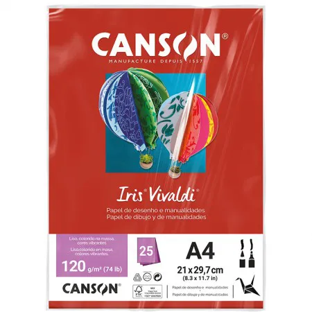 Papel Color Vivaldi A4 120g Vermelho com 25 folhas - Canson
