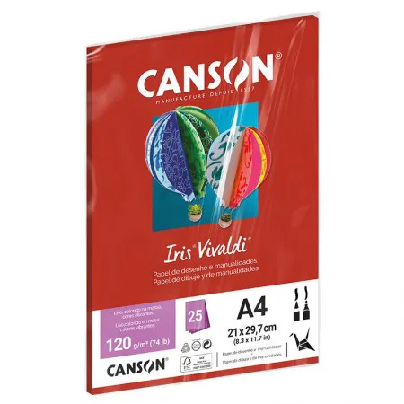 Papel Color Vivaldi A4 120g Vermelho com 25 folhas - Canson