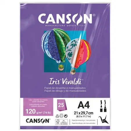 Papel Color Vivaldi A4 120g Violeta com 25 folhas - Canson