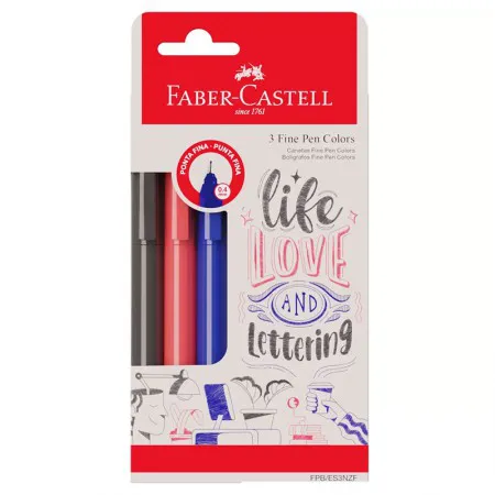 Caneta hidrográfica Fine Pen com 3 unidades FPB/ES3NZF - Faber-Castell