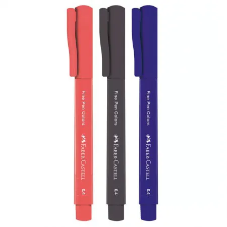 Caneta hidrográfica Fine Pen com 3 unidades FPB/ES3NZF - Faber-Castell