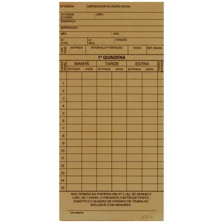 Cartão de ponto palha - com 100 unidades - SD/Animativa