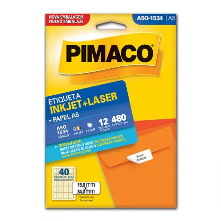 Etiqueta inkjet/laser A5Q1534 com 12 folhas - Pimaco