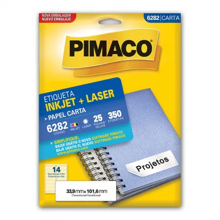 Etiqueta inkjet/laser carta 6282 com 25 folhas - Pimaco