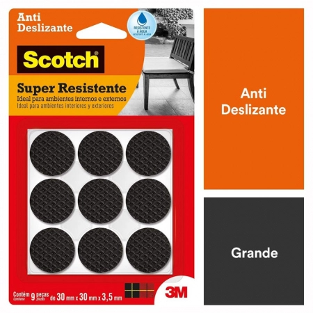 Protetor antideslizante Scotch redondo preto Grande 9 unidades - 3M